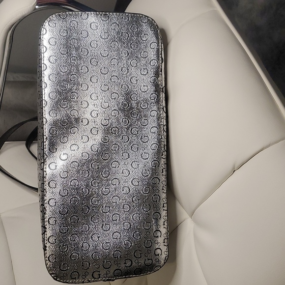 GUESS Metallic Silver Monogram Tote - Picture 5 of 8